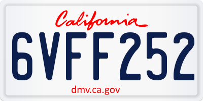 CA license plate 6VFF252
