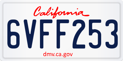 CA license plate 6VFF253