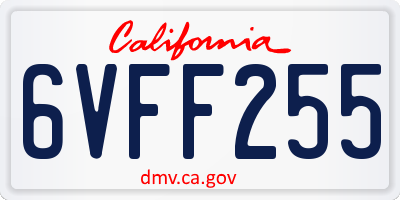 CA license plate 6VFF255