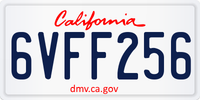 CA license plate 6VFF256