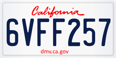 CA license plate 6VFF257