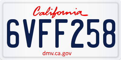 CA license plate 6VFF258