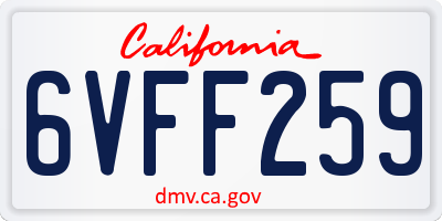 CA license plate 6VFF259