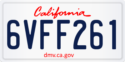 CA license plate 6VFF261