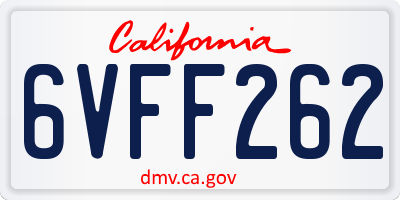 CA license plate 6VFF262