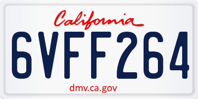 CA license plate 6VFF264
