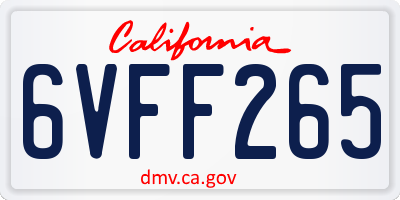 CA license plate 6VFF265