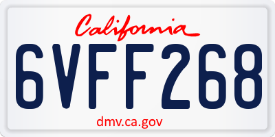 CA license plate 6VFF268