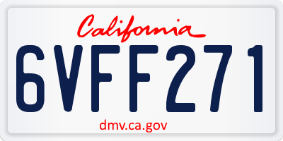 CA license plate 6VFF271