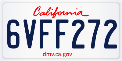 CA license plate 6VFF272