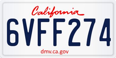 CA license plate 6VFF274
