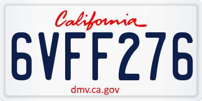 CA license plate 6VFF276