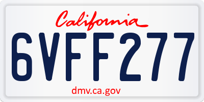 CA license plate 6VFF277