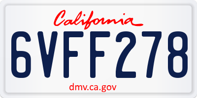CA license plate 6VFF278