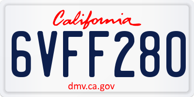 CA license plate 6VFF280