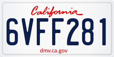 CA license plate 6VFF281