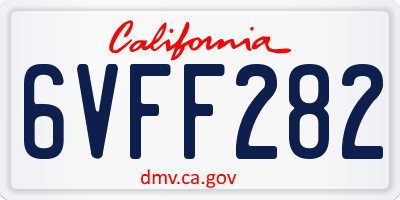 CA license plate 6VFF282