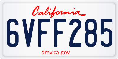 CA license plate 6VFF285
