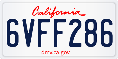 CA license plate 6VFF286