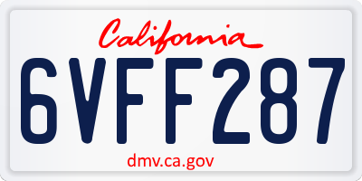 CA license plate 6VFF287
