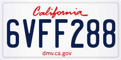 CA license plate 6VFF288