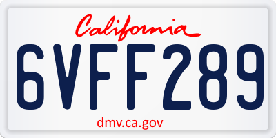 CA license plate 6VFF289