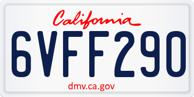 CA license plate 6VFF290