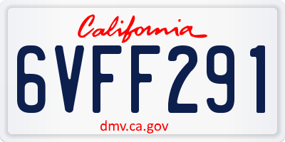 CA license plate 6VFF291