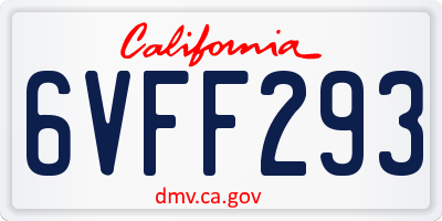 CA license plate 6VFF293
