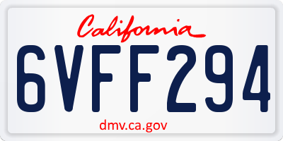 CA license plate 6VFF294
