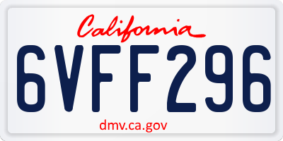CA license plate 6VFF296