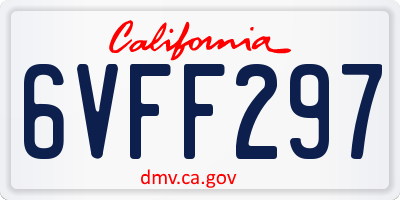 CA license plate 6VFF297