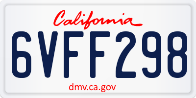 CA license plate 6VFF298