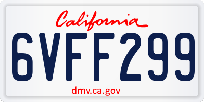CA license plate 6VFF299