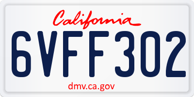 CA license plate 6VFF302