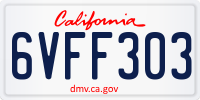 CA license plate 6VFF303