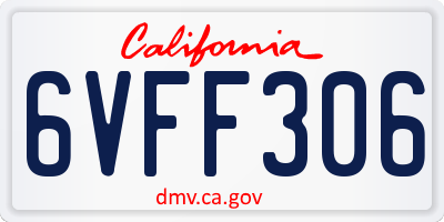 CA license plate 6VFF306