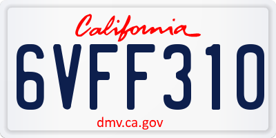 CA license plate 6VFF310
