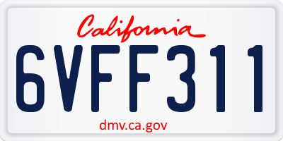 CA license plate 6VFF311