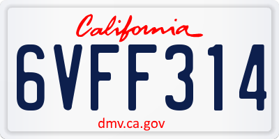 CA license plate 6VFF314