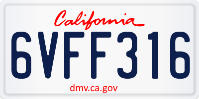 CA license plate 6VFF316