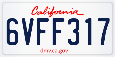 CA license plate 6VFF317