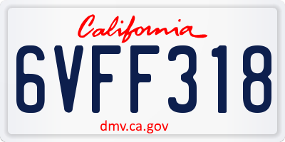 CA license plate 6VFF318
