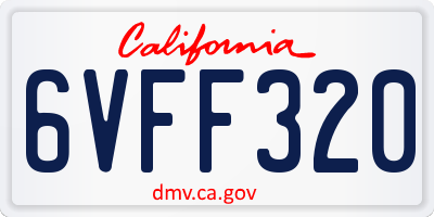 CA license plate 6VFF320