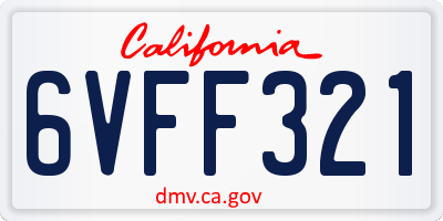 CA license plate 6VFF321