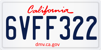 CA license plate 6VFF322