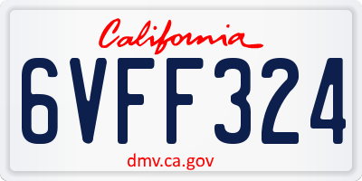 CA license plate 6VFF324