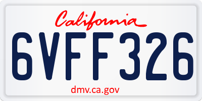 CA license plate 6VFF326