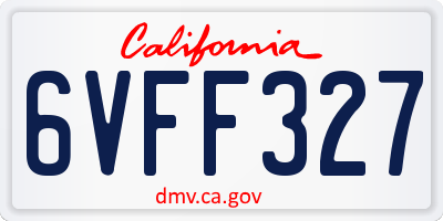 CA license plate 6VFF327