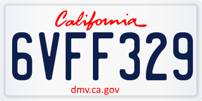CA license plate 6VFF329